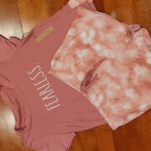 Rae Dunn "Fearless" Tie Dye Short Pajama Set